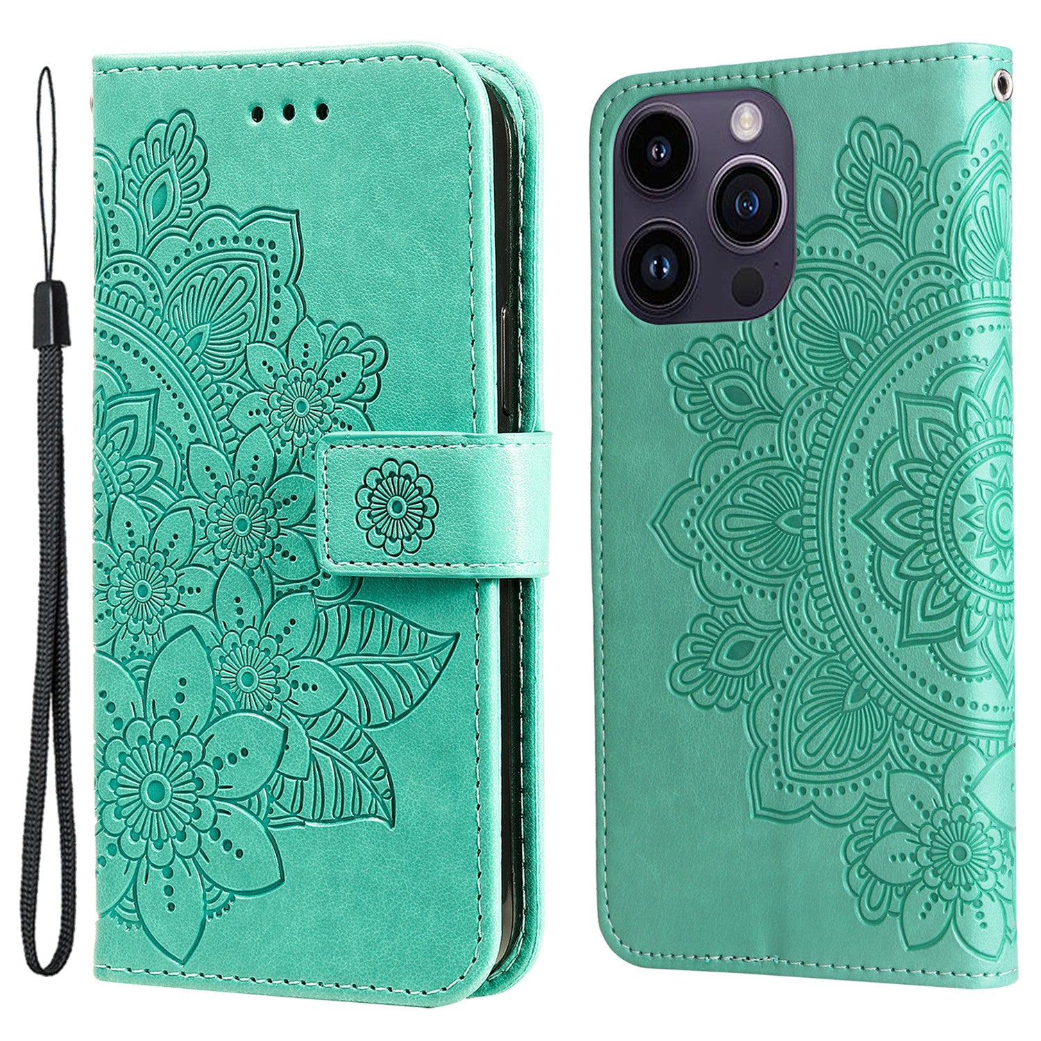 For iPhone 15 Pro Max Stand Phone Case Wallet Imprinted Flower Pattern TPU PU Leather Cover Shell For iPhone 15 Pro Max Stand Phone Case Wallet Imprinted Flower Pattern TPU PU Leather Cover Shell